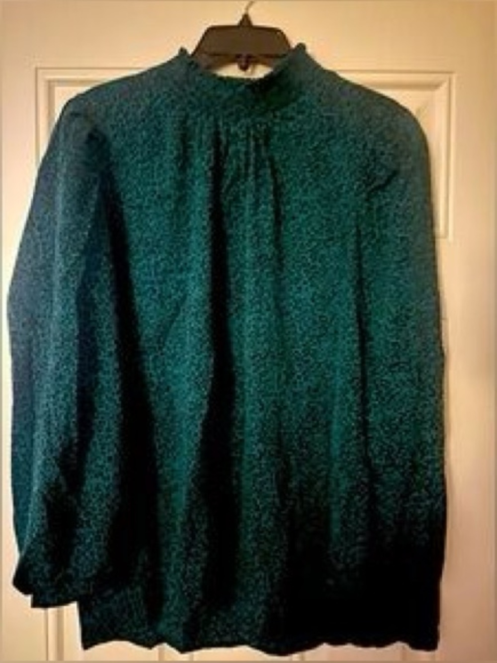 Women’s Smocked-Neck Leopard Print Blouse in Green